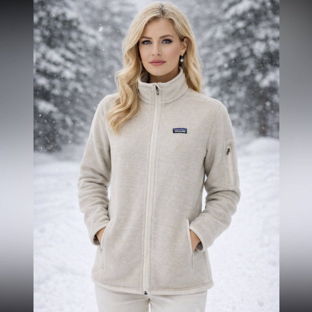 Patagonia Cream Full-Zip Fleece Jacket